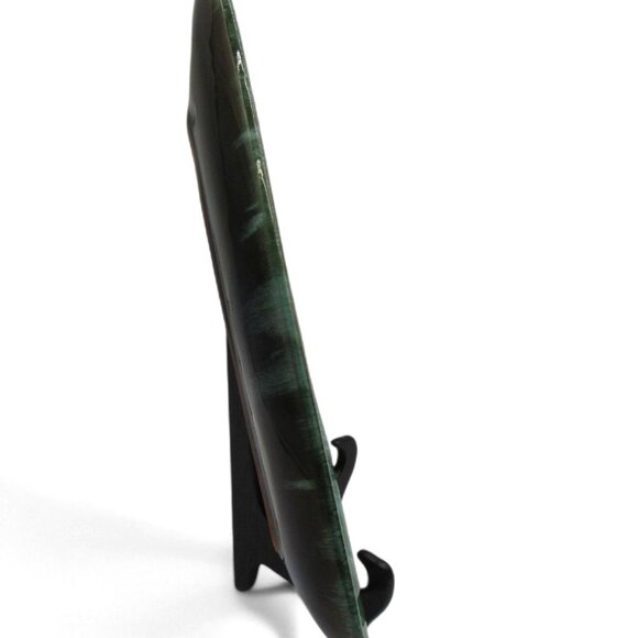 BLUE MOUNTAIN Pottery Green Triangular Ceramic Divided Ashtray 13 Inches - Picture 6 of 10